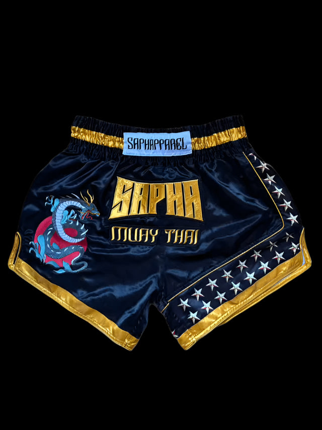 SAPHA Muay Thai Shorts Dragon Gold/Black